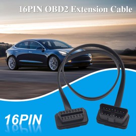 Duttek OBD Extension Cable 3.3FT/1M, Flat Slim OBD2 Port Extender Male to Female 16 Pin for OBDII Scanner, Code Reader, Dash Camera and Car Data Link