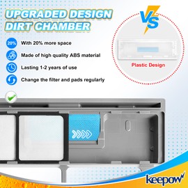 KEEPOW Reusable Mop Replacement Pads Compatible with Shark Vac Mop VM252 VM200 VC205 VM250 /QM250 VM190 VM200P12, Washable Vacuum Mop Pad Refills, Upgraded Design of Dirt Chamber (1+3+6 Pads)