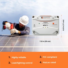 Morningstar Prostar 30A PWM Solar Charge Controller (PS-30) - Intelligent Solar Panel Regulator, Supports 12V/24V LA/Lithium Batteries, LVD/Lighting Control, HazLoc Rated, Low Noise - Designed in USA