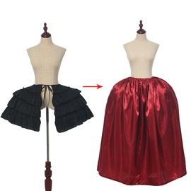 Women's Victorian Ruffle Dress Underskirt Double Bustle Pannier Petticoat Hoop for Rococo Victorian Party Dress, White