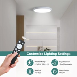ZSYUBO 7 INCH Motion Sensor Light Indoor Wired, Flush Mount Light Fixture, Motion Sensor Ceiling Lights for Closet Hallway Porch Laundry Garage Basement, Motion Light 3000k/4000k/6000k White