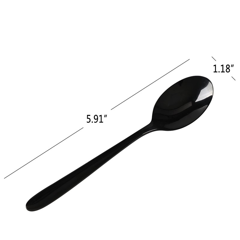 Vababa 16-Piece Black Stainless Steel Teaspoon