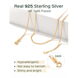 ChicSilver Gold Chain Necklace 1.5mm Sturdy Cable Link Gold Dainty Chain Necklace Upgraded Jump Ring - 20 Inch
