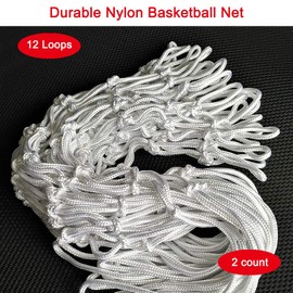 Basketball Net,DOURR Basketball Net Replacement 2 PCS All-Weather Heavy Duty Outdoor/Indoor Net (12 Loops) (White)