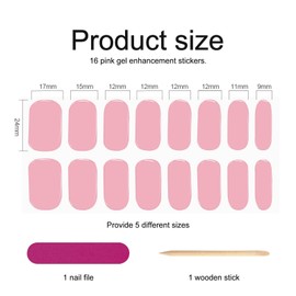 Nagelfolien 16 pcs Jelly Rosa Nagelfolie Selbstklebend UV Härtend Dekoration Nageldesign Zubehör Gel Nail Stickers Semi Cured Gel Nail Wraps for Home Nails DIY