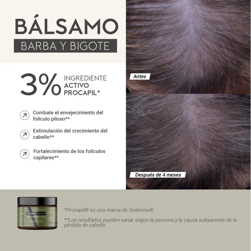 Balsamo Para Crecimiento Barba Bigote 3% 90ml Con Biotina