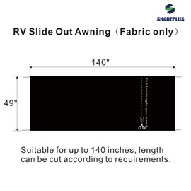 SHADEPLUS RV Slide Out Awning Fabric Replacement RV Slide Topper Universal Slide Topper Awning Fabric Replacement for 5th Wheel RVs, Travel Trailers and Motorhomes (49" x 140", Black Fabric Only)