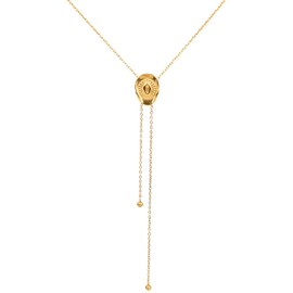 Mikovivi Goldene Western Cowgirlhut Halskette, Cowboy Accessoires Vintage-Bolo-Tie Lange Halskette mit Anhänger Trendiger Statement-Schmuck Geschenk für Frauen Country-Konzert