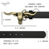 Western Belts for Woman - Leather Cowgirl Belt w/Longhorn Bull