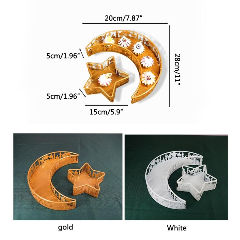 Ramadan Iron Tray Moon Star Shaped Eid Mubarak Dessert Tray