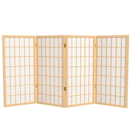 3 ft. Short Window Pane Shoji Screen - Natural - 4 Panels