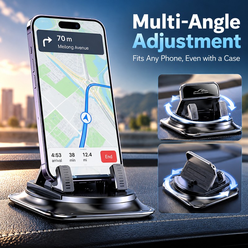 Car Phone Mount for Dashboard Navigation – 360° Rotating Anti-Slip