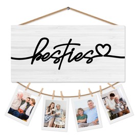 shiviody Bestie Picture Frame Photo Holder for Wall, Bestie Gifts for Women, Friendship Gift, Gifts for Besties Best Friends Photo Hanging Display Picture Board for Wall Decor