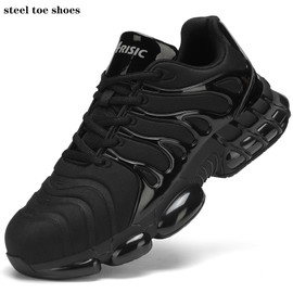 ARISIC Steel Toe Shoes Men Women Lightweight Safety Composite Toe Shoes Comfortable Walking Sneakers Non Slip Work Shoes Indestructible Black