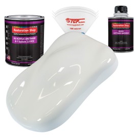Restoration Shop - Pure White Acrylic Urethane Auto Paint - Complete Quart Paint Kit - Professional Single Stage High Gloss Automotive, Car, Truck Coating, 4:1 Mix Ratio, 2.8 VOC