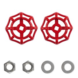 UFURMATE Faucet Handle Valve, 2 Pack Metal Outer Tap Round Wheel Handles Cast Iron Gate Valve Handwheel Replacement Square Brooch 7x7mm Wheel Outer Diameter 63mm