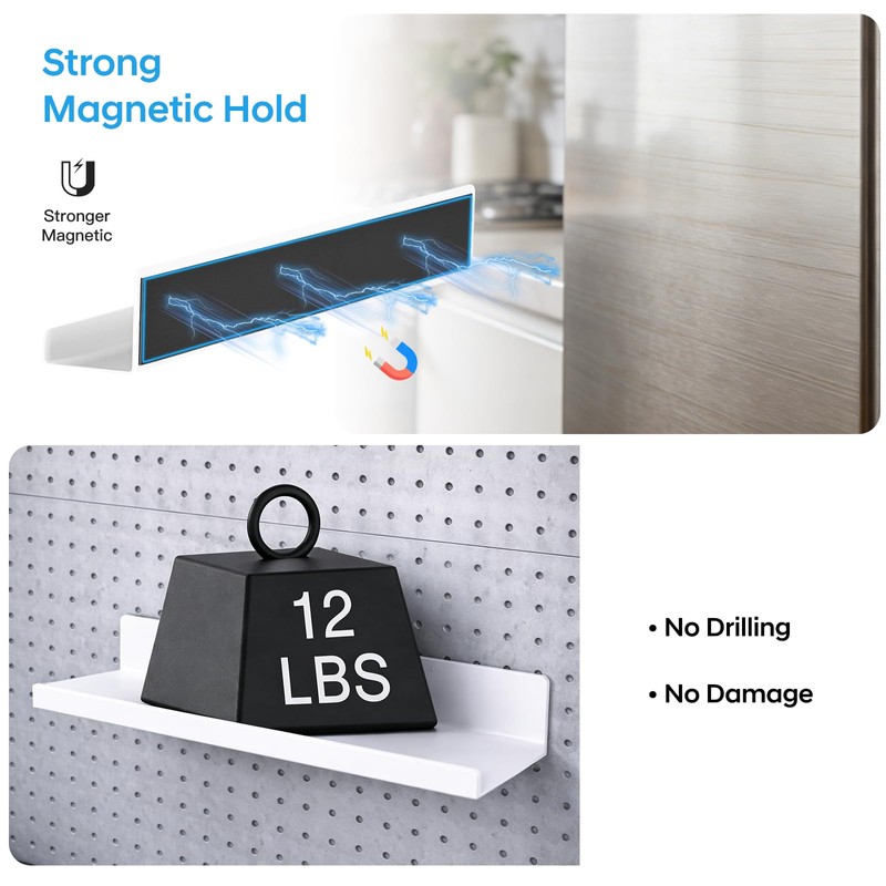 Chewlish 2 Pack 13.5" Metal Magnetic Bookshelf for Whiteboard, Strong