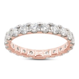 SAVEARTH DIAMONDS 1 7/8 ct. t.w Round Cut Lab Created Moissanite Diamond Full Eternity Wedding Band Ring In 14k Rose Gold Over Sterling Silver (VVS1 Clarity, 1.88 Cttw) Size-6