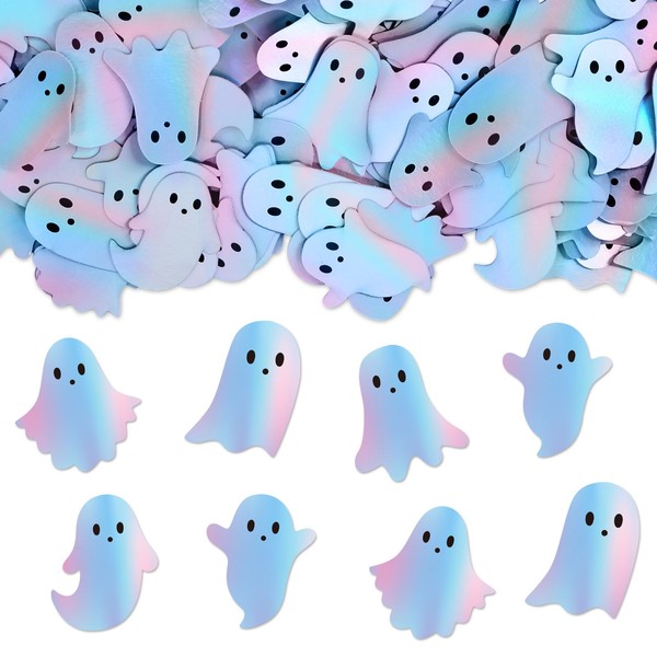 Whaline 300Pcs Halloween Table Confetti Color-Changing Holographic Ghost Table Centerpieces