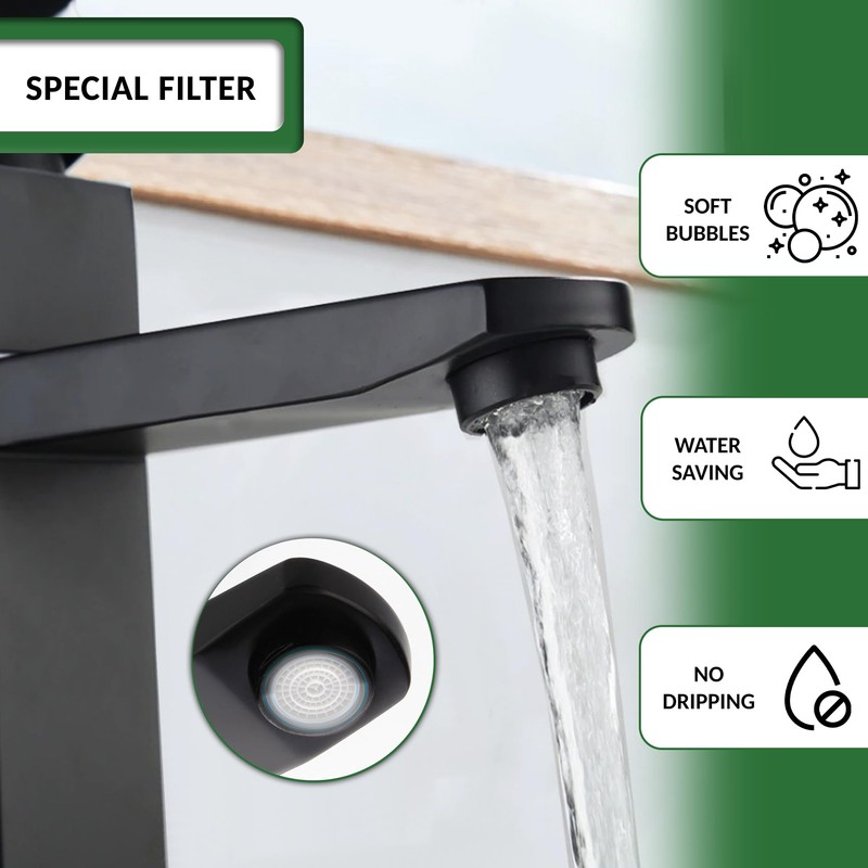 Levenson Matte Black Basin Tap with Single Lever Control Cold