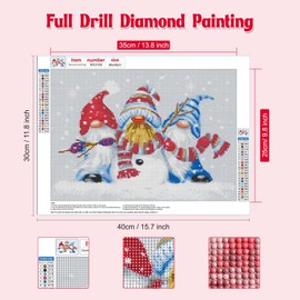 NAIMOER Winter Gnomes Diamond Painting Kits for Adults, Christmas Diamond Painting Kits for Adults Kids, DIY Full Drill Snow Diamond Art Christmas Diamond Painting for Home Decor 30x40cm