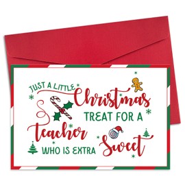 Ogeby Cute Christmas Card for Teacher, Teacher Thank You Christmas Cards Gifts, Sweet Teacher Christmas Gifts Ideas, Teacher Xmas Cards Gifts from Kids Coworker Friend, Just a little Christmas treat