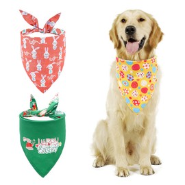 PEDOMUS Easter 3 Pack Dog cat Bandana Pet Scarf Triangle Bibs Kerchief Accessories for Dogs Cats Party eggs rabbits Print Pet Bandana for Small Medium Large Dogs Cats Pets outfits