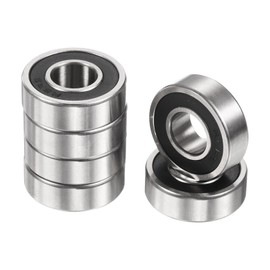 sourcing map 6pcs R6-2RS Deep Groove Ball Bearings 3/8" ID x 7/8" OD x 9/32" Height Miniature Bearings Double Metal Shielded Chrome Steel Z2 Bearing for Engineering Machinery, ABEC3