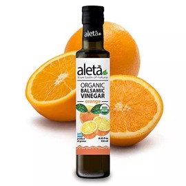 Aleta Organic, Aged Orange Balsamic Vinegar, Product of Greece, Bottle, 8.45 oz.