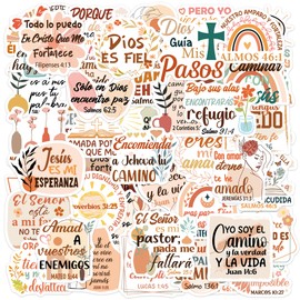 50 Pcs Spanish Bible Vision Board Stickers, Boho Bible Verse Sticker, Christian Decal for Journaling Scrapbook Laptop Cup, Inspirational Quotes DIY Gifts for Men Women