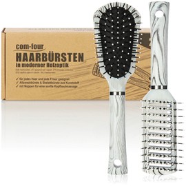 com-four® 2-Piece Hair Brush Set for Men and Women - Skeleton Brush, All-Purpose Brush - Hair Styling (Set of 2, Black and White)