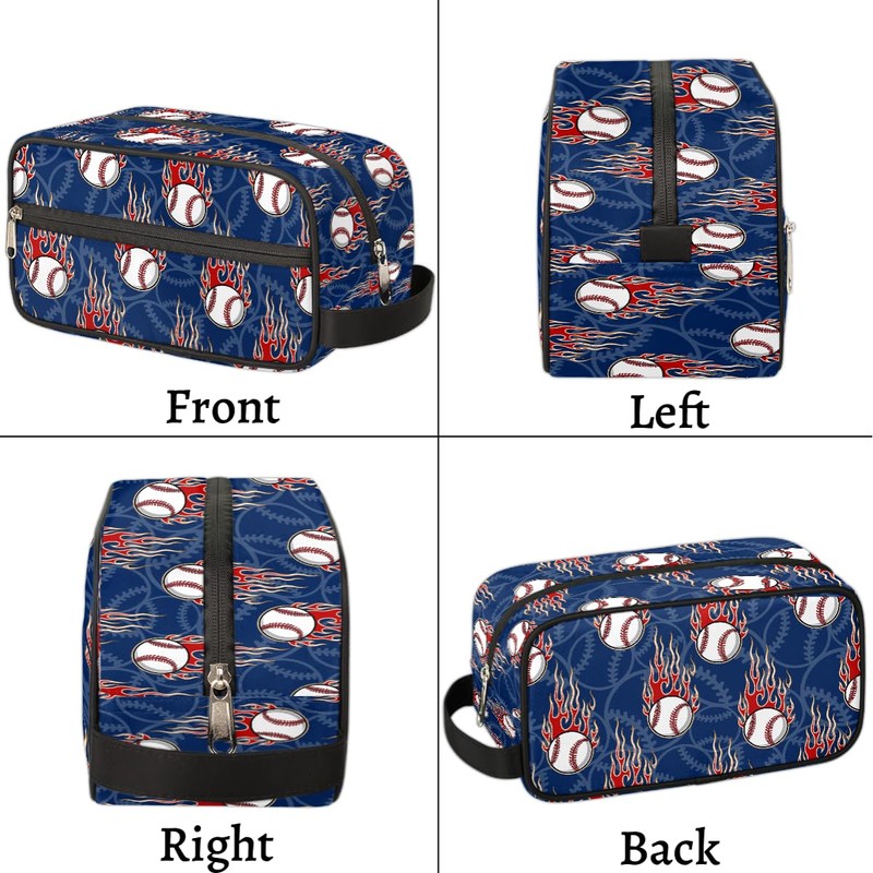 Kids Travel Toiletry Bag - Fire Baseball Waterproof Hanging Dopp