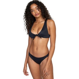 RVCA Women's Standard Swimsuit Bikini TOP, TIE Front Bralette Black, Small