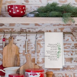 JKMBN Inspirational Gifts Kitchen Towels, Positive Quotes Whenever You Find Yourself Hand Towels Tea Towels, Motivational Gifts for Women, Eucalyptus Dishcloth for Cooking Wiping 16x24 Inch