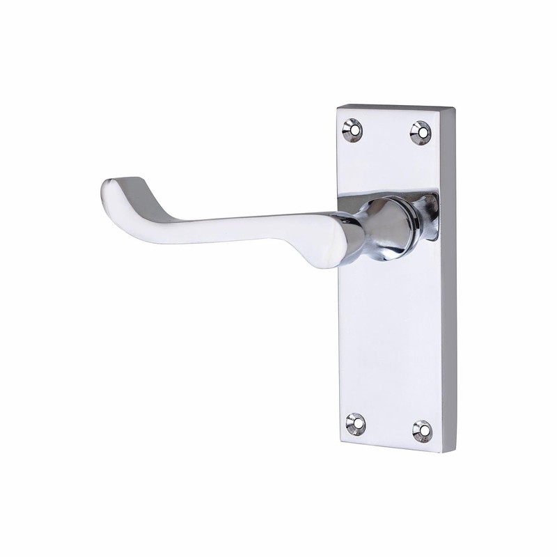 1 Set of Victorian Scroll Latch Door Handles Polished Chrome
