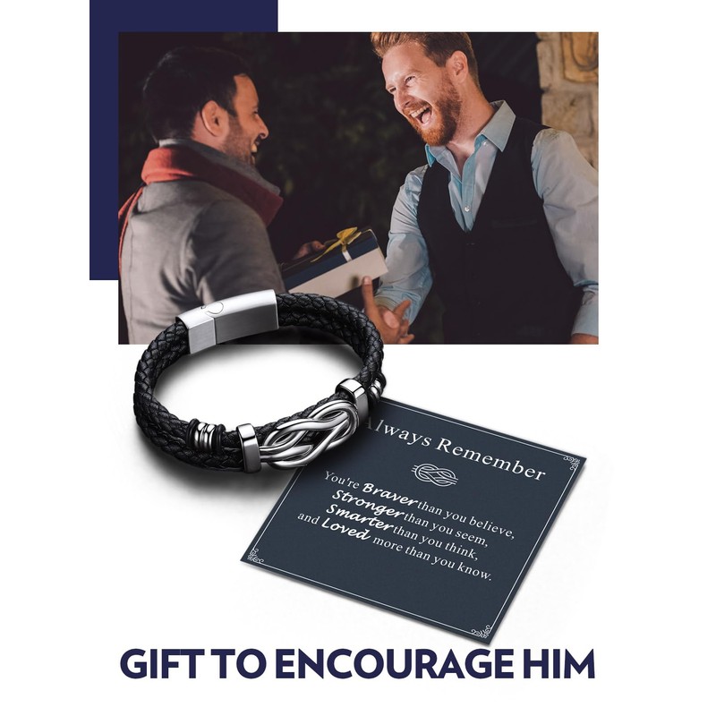 Bandmax Inspirational Gifts Bracelets for Men with Encourage Message Black