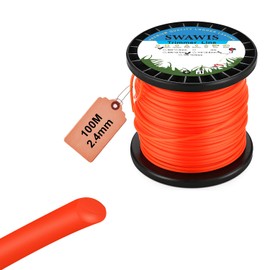 SWAWIS Trimmer Line 2.4 mm/100 m, Lawn Mowing Line Replacement Line Grass Trimmer, Round Replacement Trimmer Lead, Nylon Thread, Brush Cutter, Trimmer Line for Weed Grass Yard or Garden, Orange Red