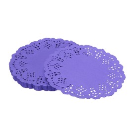 YELARXI Paper Doilies, Paper Lace Doilies Disposable Round Modern Decorative Placemats Bulk, 4.5 Inch Fit for Cakes Desserts Crafts Baked Grilled Fried Food Tableware (150 Pack, Purple)