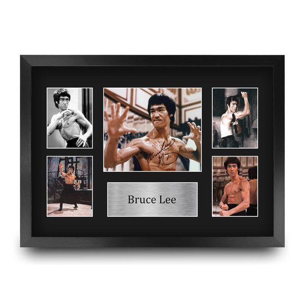 HWC Trading FR A3 Bruce Lee Gifts Printed Signed Autograph Picture Display for Movie Memorabilia Fans - A3 Framed