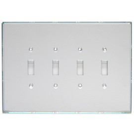 GlassAlike® Quad Toggle/Switch | Premium 3/16" Thick Acrylic Mirror Wall Plate Cover with Gasket/Frame for Flush Mount | Oversized 9-5/8" x 6" | Looks Like Glass Mirror Only Better