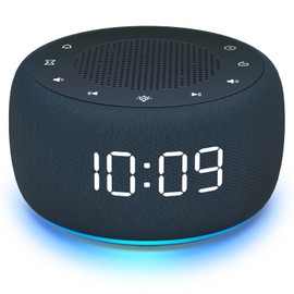 BUFFBEE Alarm Clock Radio for Bedroom - High Quality Sound for Radio, 4 Alarm Tones, 7-Colour Night Light, Full Range Display with Dimmer for Bedside Table (Navy Blue)