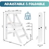 Foldable Toddler Tower, 3 Adjustable Height Toddler Standing Tower, Wooden