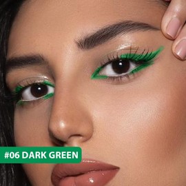 evpct 1Pcs Dark Green Waterproof Colored Eyeliner Liquid Eye Liner Set Long Lasiting Ultra-fine Speed Dry Colorful Liquid Eyeliner lapiz delineador de ojos contra el agua blanco para ojos de colores