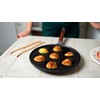 StarBlue 7-Hole Cast Iron Aebleskiver Pan Detachable Wooden Handle, Pre-Seasoned,