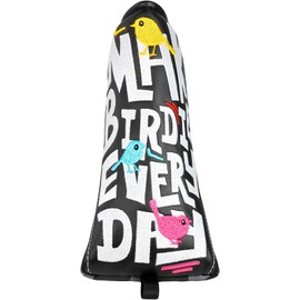 Craftsman Golf Make Birdie Everyday Black and Gray Checkers Golf Blade Putter Headcover Protector Magnetic Closure