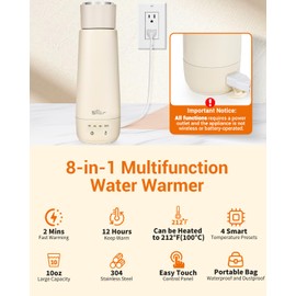 Bear Milk Warmer, Fast Water Warmer for Baby Formula with 10 Oz Large Capacity, Accurate 4 Temp Setting and Automaticlly Keep Warm, Compact Bottle Warmer(No Battery, 110V Only)