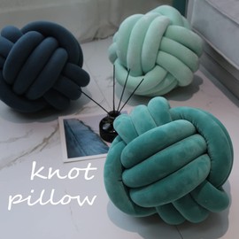Knot Pillow Ball-Shaped Decorative Throw Pillows,Navy 27cm Cute Couch Cushion Knotted Plush Pillow Suitable for Living Room Bed Decoration Handmade Braided Throw Pillows