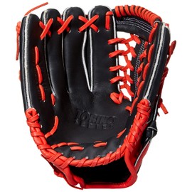 Akadema Torino Series Baseball Infielders Gloves, Black/Red, Right Hand, 12"