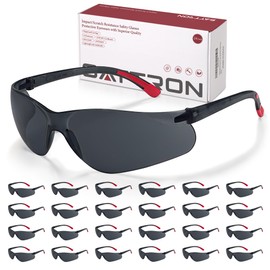 Tinted Safety Glasses 24 Pack, Safety Sunglasses Bulk UV Protection & ANSI Z87.1, Protective Eyewear Scratch Impact Resistant Safety Goggles for Men Women Construction, Shooting, Lab Work Smoke Grey