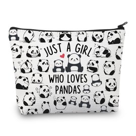 CMNIM Just a Girl Who Loves Pandas Gifts for Women Makeup Bag Panda Lover Gifts Funny Panda Bear Cosmetic Zipper Travel Bag, Just a Girl Who Loves Pandas, Makeup Bag